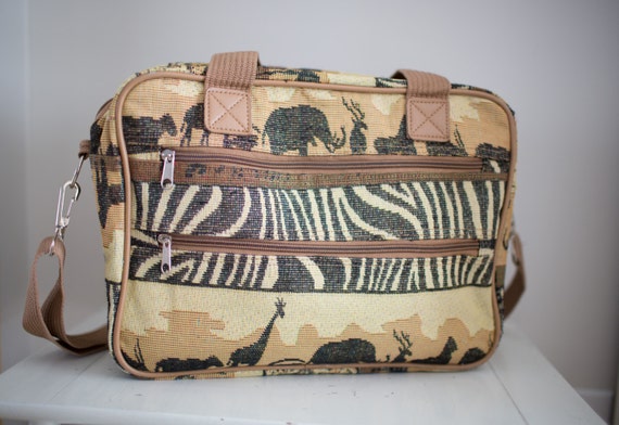 Vintage Safari African Travel Luggage Carry-On We… - image 1