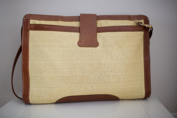 Vintage 1970's Straw and Leather Briefcase by Tuf… - image 3