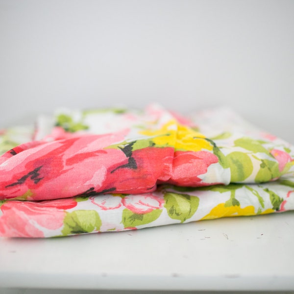 Vintage 1960s Floral Window Curtain Panel