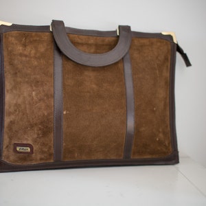 Maletín de gamuza marrón chocolate vintage Bolso para llevar todo el portátil