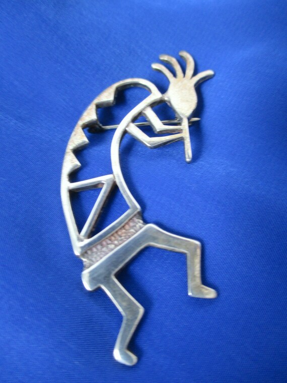 Sterling Silver KOKOPELLI Open Vintage Brooch Sig… - image 9