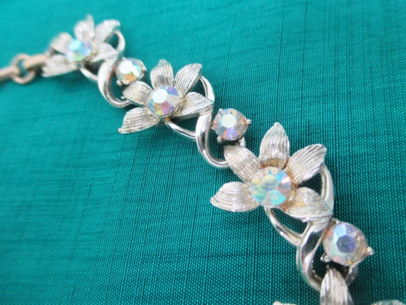 Vintage Coro Golden Flower AB Rhinestone Choker Ne