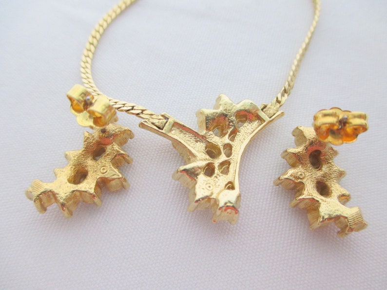 AVON ~Vtg Set Cascading Waterfall Gold Tone Clear Rhinestone Choker Necklace /& Post Earrings Cocktail Collection Excellent Jewelry 1989
