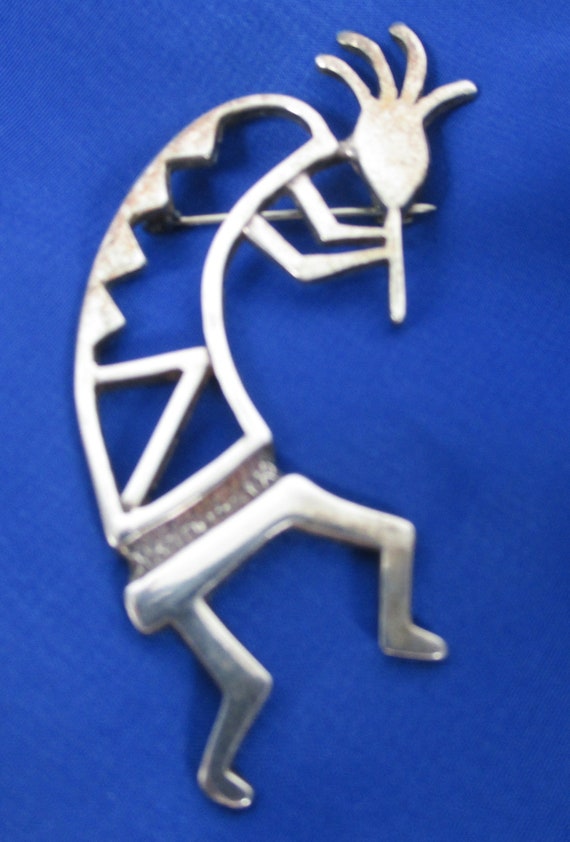 Sterling Silver KOKOPELLI Open Vintage Brooch Sig… - image 2