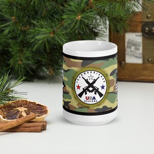 White glossy USA Patriot mug
