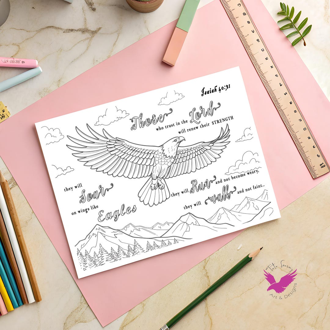 Eagle Bible Verse Coloring Page – Isaiah 40:31 (digital Download ...