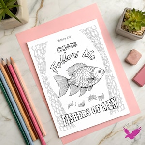 Bible Verse Coloring Page - Matthew 4:19 - Printable Digital Download, Bible Coloring Page, Christian Kids Activity, Sunday School Craft