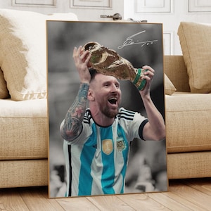Lionel Messi Poster, Messi World Cup Wall Art, Soccer Bedroom Poster, Messi Fan, Messi Gift, Soccer Gift, Football Player Poster