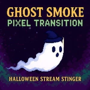 Pixel Ghost Transition for Twitch – Halloween Stinger Overlay | OBS + Streamlabs | .webm + PNG