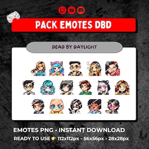 Dead by Daylight Emotes Pack – 16 Twitch and Discord Emotes for Streamers | Killer & Survivor Reactions (DBD Fan Art)