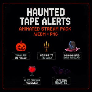 Animated Halloween Twitch Alerts – Haunted VHS Glitch Overlay Pack for Streamers