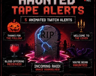 Halloween Twitch Alerts – Spooky Animated Horror Stream Alerts | Haunted VHS Glitch WEBM Pack