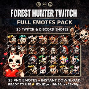 Forest Hunter Twitch Emotes Pack | 25 Horror Emotes Game Inspired