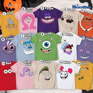 Monster Inc Characters Big Face Costume Comfort Shirt, Disneyland Family Matching T-shirt, Mike Sully Celia Roz, Disneyland Halloween Trip