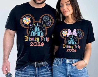 Comfort Colors Custom DisneyTrip 2026 Shirts, 2026 Disneyland Family Matching Shirts, Disneyland Mickey Minnie Couple Shirts, Magic Kingdom
