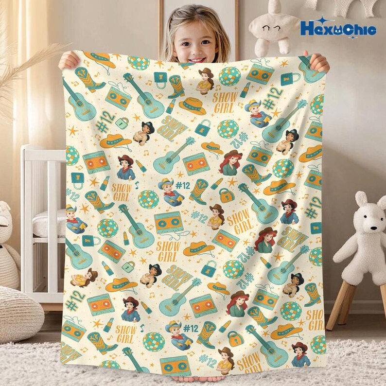 Personalized Disneyland Princess Showgirl Blanket, Princess Girl Gift, Personalized Girl Blanket, Disneyland Cinderella Ariel Belle Blanket image 2