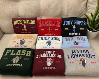 Comfort Colors Zootopia Varsity Shirt, Zootopia Characters Shirt, Nick Wilde Judy Hopps Finnick Flash Tee, Disneyland Cartoon, Birthday Gift