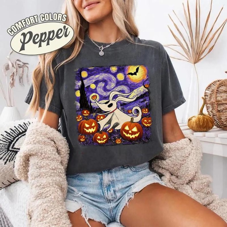 Zero Dog Halloween Starry Night Shirt, Nightmare Before Christmas Tees, Disneyland Spooky Season Shirt, Disneyland Oogie Boogie Bash Shirt Bild 2