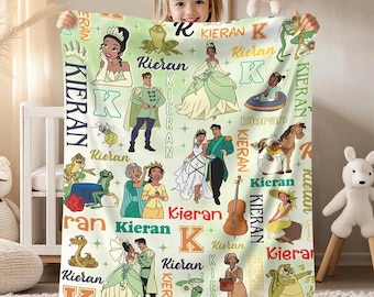 Personalized Watercolor Disneyland The Princess and the Frog Blanket, Disneyland Princess Tiana Blanket, Tiana Birthday Girl Home Decor