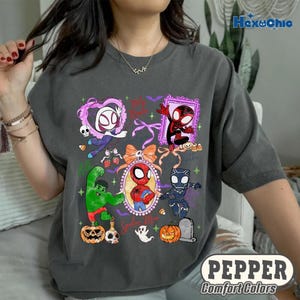 Spidey and Friends Halloween Shirt 2026, Spooky Season Tee, Comfort Colors Disneyland Super Hero Shirt, Gift for Boys, Family matching Tee image 3