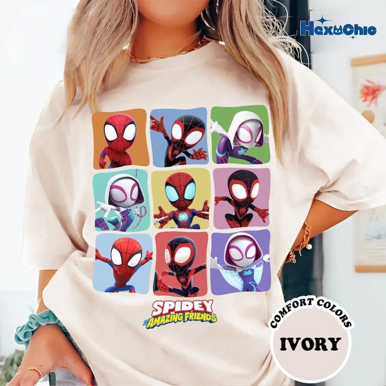 Spidey and His Amazing Friends Shirt, Comfort Colors Disneyland Super Hero Shirt, Gift for Boy, Superhero Birthday Gift zdjęcie 4
