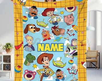 Personalized Toy Story Fleece Blanket, Woody And Buzz Lightyear Custom Blanket, To Infinity And Beyond Blanket, Disneyland Throw Blanket