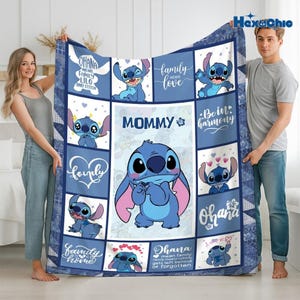 Personalized WDW Stitch Blanket, Custome Name Lilo Stitch Blanket, Stitch Birthday Gifts Blanket, Disneyland Birthday Gifts bild 1