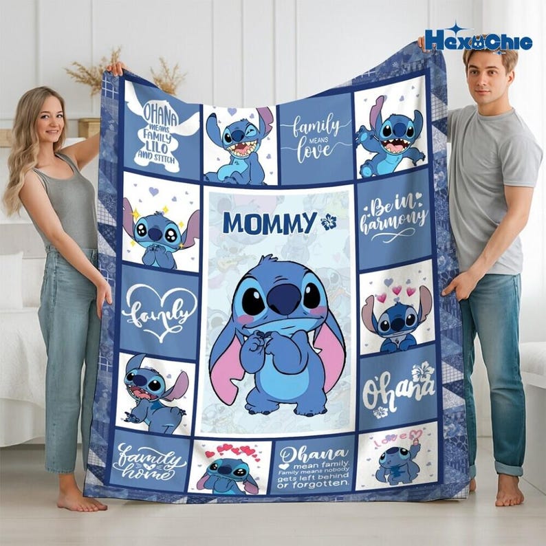 Personalized WDW Stitch Blanket, Custome Name Lilo Stitch Blanket, Stitch Birthday Gifts Blanket, Disneyland Birthday Gifts bild 1