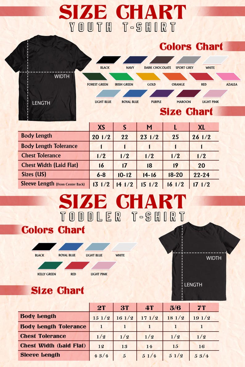 the size chart of a t - shirt for men and women