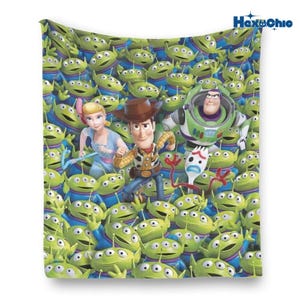 Cute Toy Story Alien Food Ooooooh Best Day Ever Blanket, Pixar Toy Story Alien Fleece Blanket, Disneyland Home Decor, Disneyland Bedding immagine 1