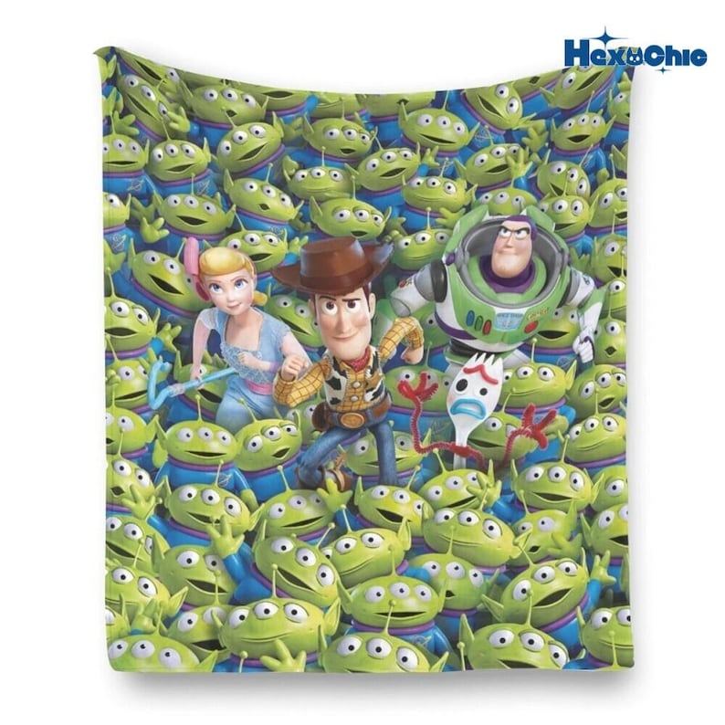 Cute Toy Story Alien Food Ooooooh Best Day Ever Blanket, Pixar Toy Story Alien Fleece Blanket, Disneyland Home Decor, Disneyland Bedding immagine 1
