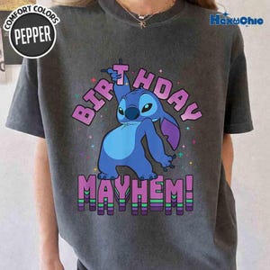 Personalized Stitch and Lilo Birthday Shirt, Disneyland Stitch Birthday Sweatshirt, Custom Stitch Birthday Shirt, WDW Family Vacation Tee image 2