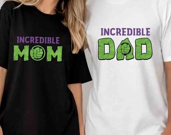 Comfort Color Incredible Mom Shirt, Incredible Dad Shirt, Incredible Hulk Shirt, Avengers Superhero Mom Dad, Father Day Gift, Family Shirt