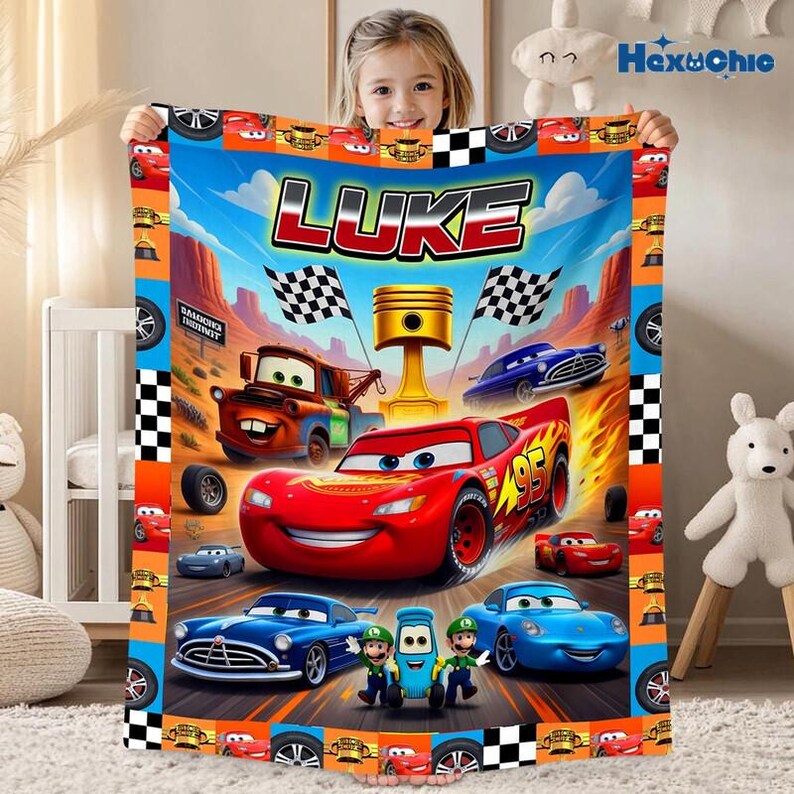 Custom Lightning McQueen Baby Blanket, Baby Shower Gift, Disneyland Home Decor,Birthday Gift for Kids,Lightning McQueen Tow Mater Blanket image 3