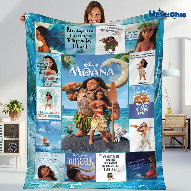 Custom Name Moana Maui Blanket, Moana 2 Movie Blanket, Disneyland Moana Blanket, Moana Princess Blanket, Blanket Birthday Gifts image 1