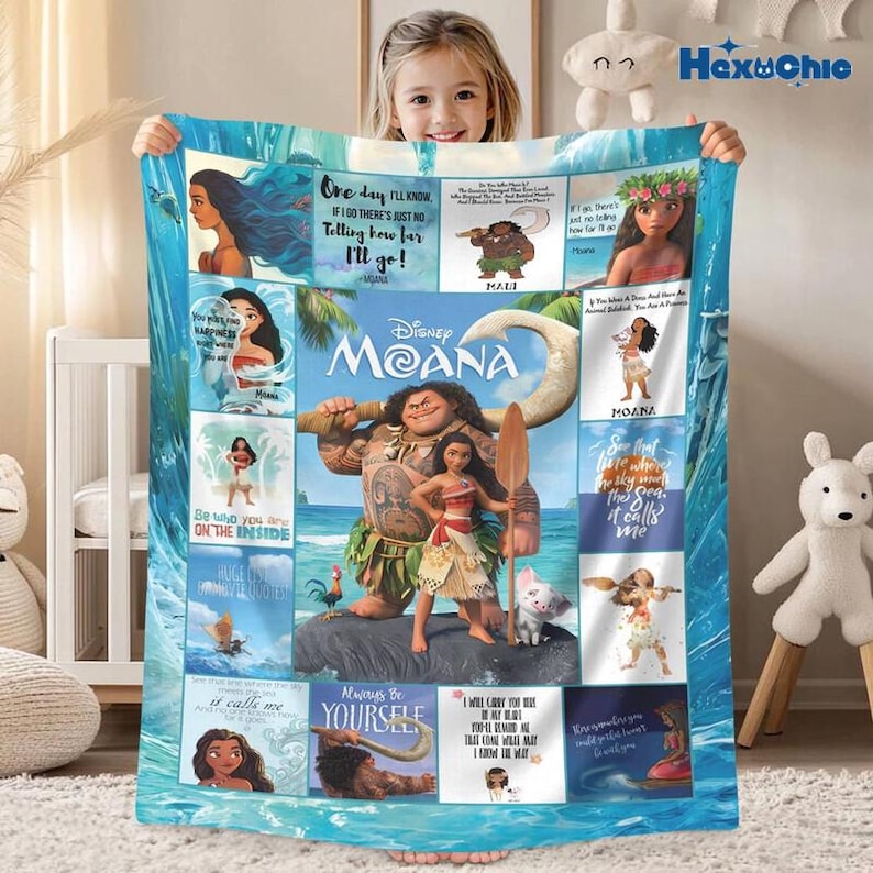 Custom Name Moana Maui Blanket, Moana 2 Movie Blanket, Disneyland Moana Blanket, Moana Princess Blanket, Blanket Birthday Gifts image 3