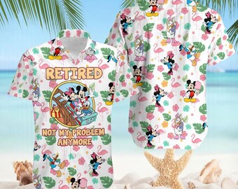 Dinseyland mickey and friends roller coaster Hawaiian Shirt, Mickey Minnie Nautical Hawaiian Shirt, Disneyland Summer Vacation Shirt