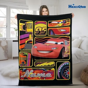 Manta personalizada con personajes de Disneyland Cars, manta de Lightning McQueen y Tow Mater, manta de Disneyland Cars, manta de regalo de cumpleaños para niño o niña. imagen 1