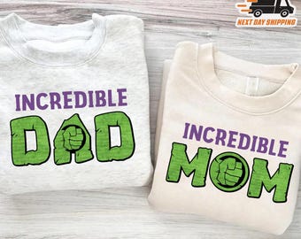 Comfort Hulk Incredible Mom Shirt, Incredible Dad The Incredible Hulk Shirt, Family Birthday Gift, Avengers Superhero Mom Dad