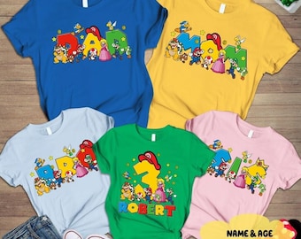 Comfort Colors Super Mario Birthday Shirt, Mario Family Shirts, Personalize Super Mario Family, Level Up Birthday Shirt, Super Mario Shirt