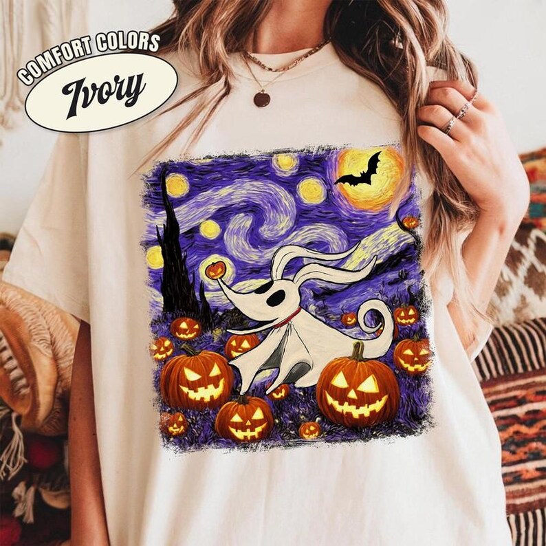 Zero Dog Halloween Starry Night Shirt, Nightmare Before Christmas Tees, Disneyland Spooky Season Shirt, Disneyland Oogie Boogie Bash Shirt Bild 4