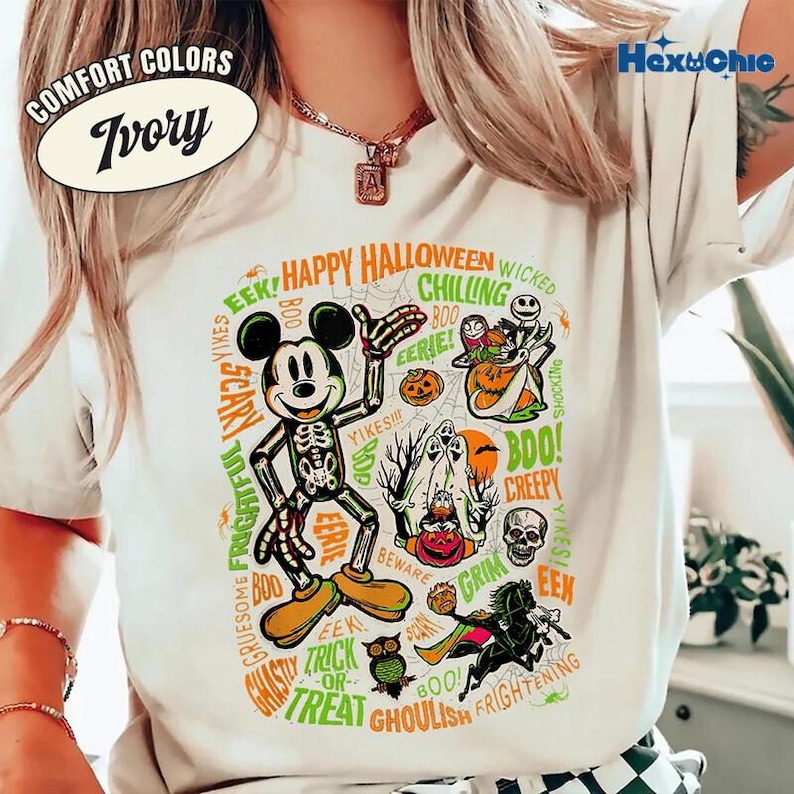Disneyland 100 Mickey Nightmare Before Christmas Halloween Shirt, Mickey and Minnie Tee, Jack and Sally Shirt, Spooky Season, Pumpkin Shirt Bild 1