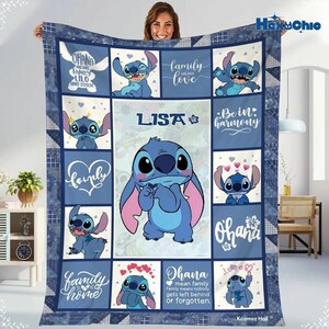 Personalized WDW Stitch Blanket, Custome Name Lilo Stitch Blanket, Stitch Birthday Gifts Blanket, Disneyland Birthday Gifts bild 3