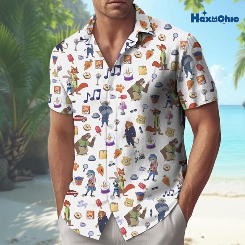 Disneyland Zootopia Hawaiian Shirt, Judy And Nick Shirt for Men Women, Disneyland Animal Characters Shirt, Zootopia Summer Gift For Fans image 3