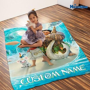 Custom Name Moana Maui Blanket, Moana Movie Blanket, Moana Princess Blanket, Moana Characters Blanket, Princess Moana Lovers Blanket image 3