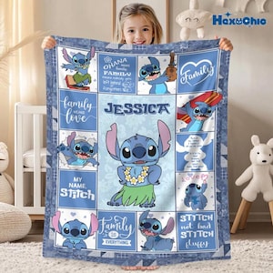 Personalized Disneyland Stitch Blanket, Disneyland Lilo Stitch Fleece Blanket, Magic Kingdom Throw Blanket, Disneyworld Birthday Gift immagine 1
