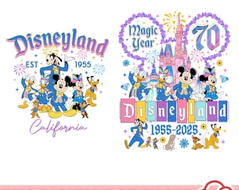 Disneyland 70th Anniversary Png, 1955–2025 Celebration Png, Disneyland Trip Shirt, Disneyworld Family Vacation 2025 Trip Digital Download