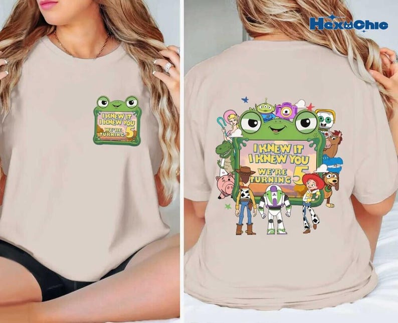Personalized Toy Story 5 Birthday Shirt, I Knew It I Knew You We're Turning 5 Tee, Family Trip Shirt, Birthday Gift, Pixar Theme Outfit image 3