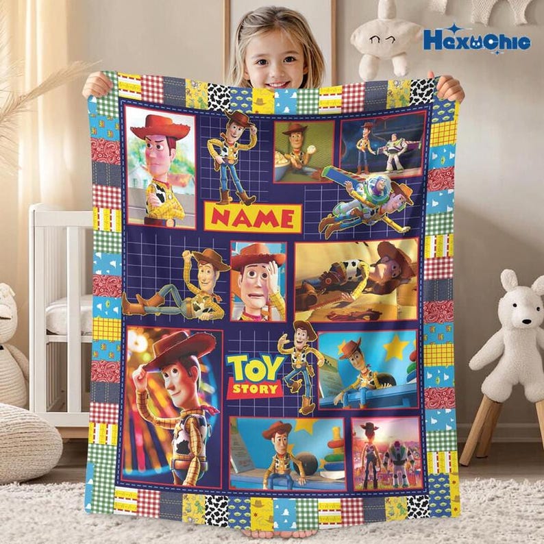 Personalized Disneyland Woody Blanket, Toy Story Characters Blanket, Toy Story Blanket, Disneyland Toy Story Blanket, Blanket Birthday Gifts image 1