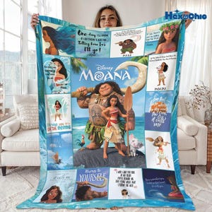 Custom Name Moana Maui Blanket, Moana 2 Movie Blanket, Disneyland Moana Blanket, Moana Princess Blanket, Blanket Birthday Gifts image 2